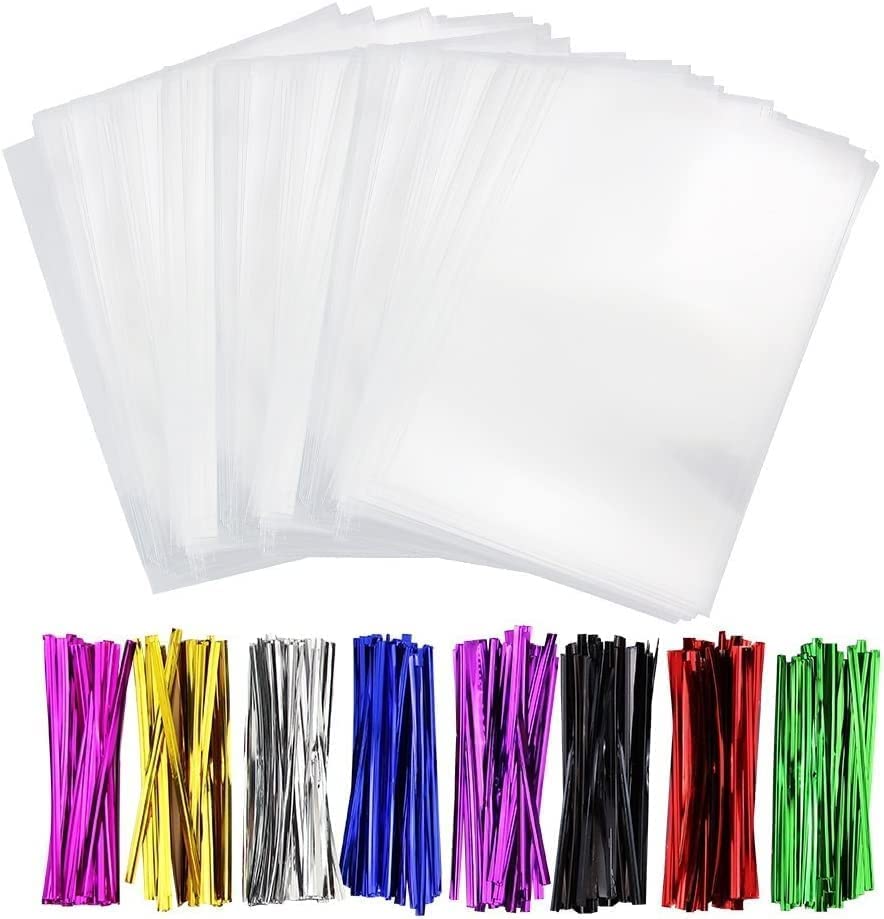 ZADAFINA OPP袋 透明 ビニール袋 ラッピング袋 300枚 透明OPP袋 クリスマスラッピング袋 シール付き 個別包装 小分け袋 DIY 包装袋 梱包...