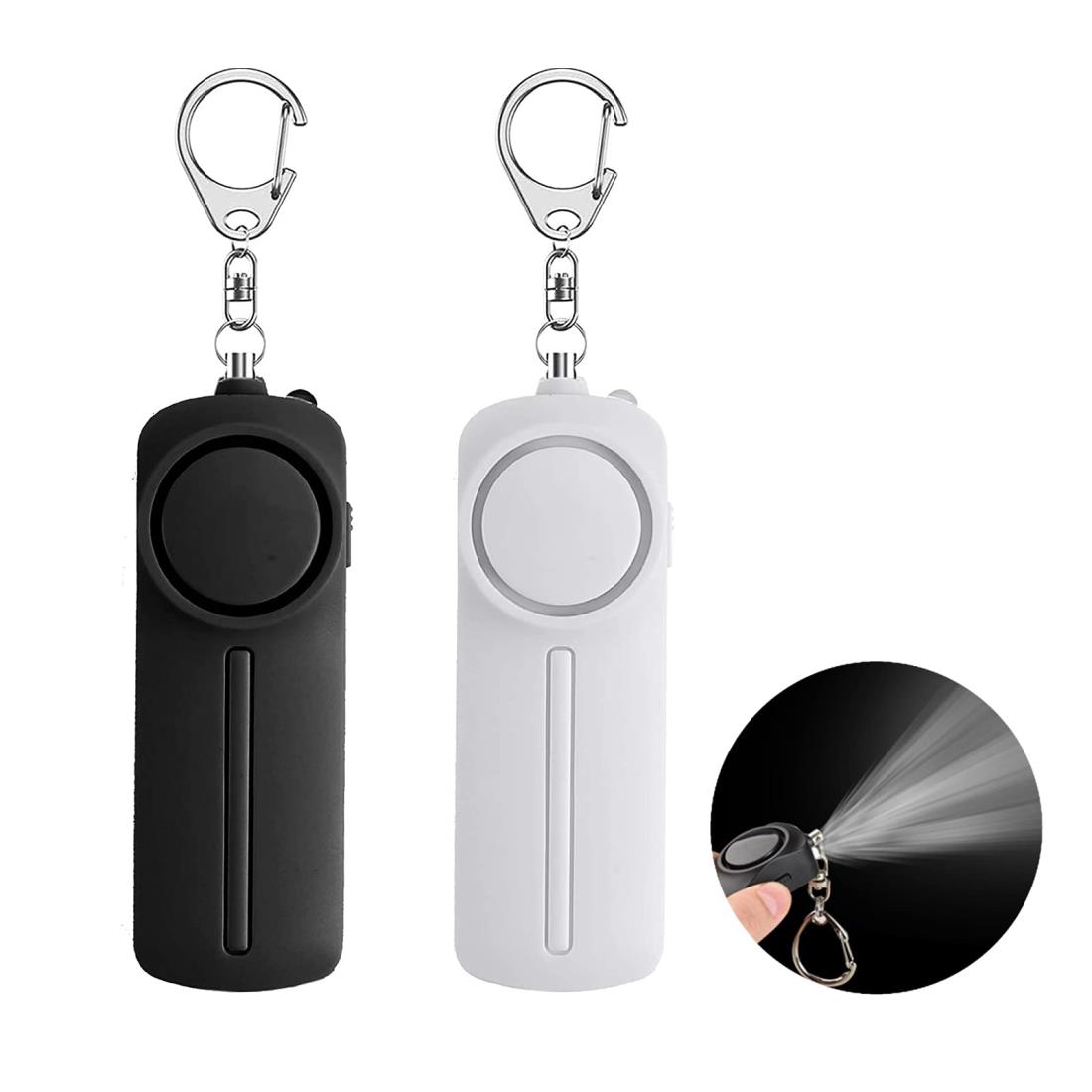 防犯ブザー【2個入り 黒+白】防犯アラーム 130dB 大音量 LEDライト付き 防水 防犯ベル 小学生 男の子 女の子 子供 女性 シンプル 防犯 ブザー/ 防犯グッズ ランドセルに付ける