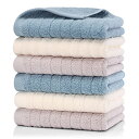 HomeFirst フェイスタオル 6枚 セット タオル 約71x35cm 重さ約100g/枚 タオル 綿100% 人気 ホテル仕様 タオル ふんわり 柔らかな肌触り 吸水 速乾 家庭、ホテル、スポーツなどに最適 3色
