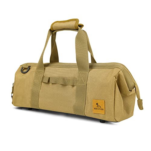 [マラソン期間中ポイント5倍]ペグケース 40cm ペグ収納バック ハンマー収納 マルチコンテナボックス 大容量 ワイヤー入り 底部防水 アウトド ア キャンプ 登山 フィッシング トレッキング(カーキ)