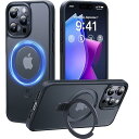 CASEKOO iPhone 15 Pro Max 用 ケース 【新生活に役立つ・多機能一体】Magsafe対応 米軍MIL規格 耐衝撃 隠しスタンド 指紋防止 マット仕上げ 黄変防止 薄型半透明 スマホケース ストラップホール付き ワイヤレス充電対応 アイフォン15proMax 用ケース(ブラック)