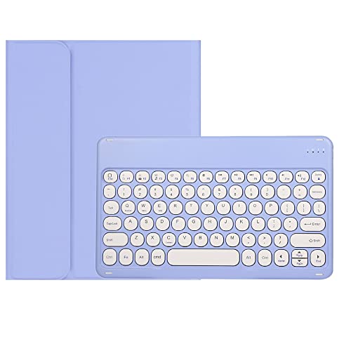 [マラソン期間中ポイント5倍]丸いキー iPad Air5 iPad Air4 キーボードケース ペンシルホルダー付き 可愛い 女性 iPad Pro 11 第 4 3 2 1 世代 Bluetooth キーボード カバー ワイヤレス 分離式キーボード カラーキーボード (紫)