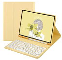 iPad 第10世代 2022年型 10.9 インチ キーボード ケース 丸型キー 可愛い カラーキーボード カラフル iPad 10 アイパッド 第 10 世代 丸い 分離式 キーボード付き カバー アップル ペンシル 収納可能 (黄色)