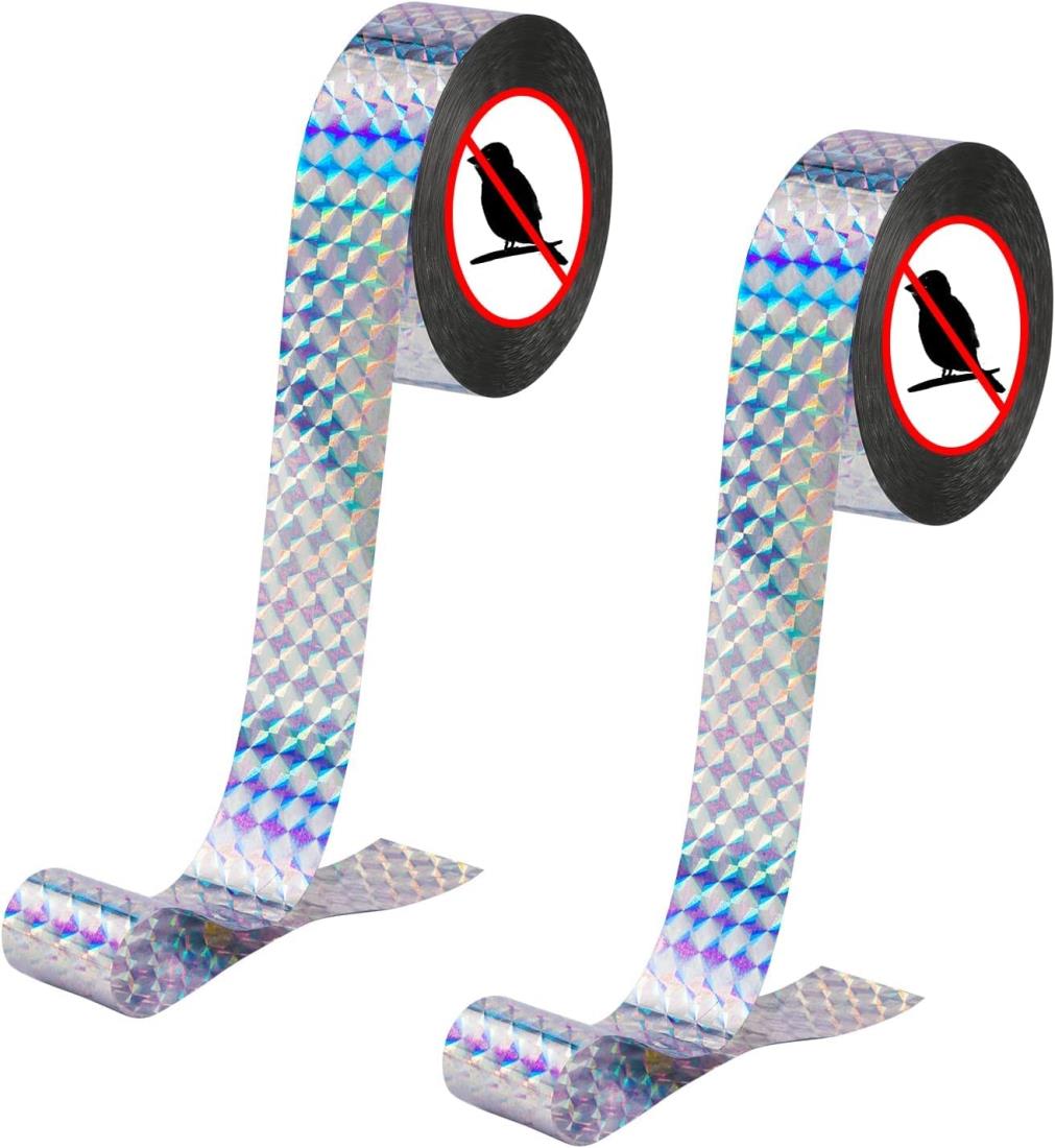 鳥よけ テープ 防鳥ホログラムテープ 両面高反射 鳥追い 鳥よけ 害鳥駆除 ハト キツツキ 飛来防止 菜園 果樹 田畑 屋外 鳥対策 粘着面無し (5cmx80m*2)