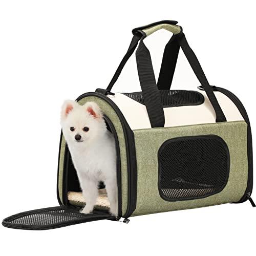 Petsfit 猫 持ち運び キャリー キャリーバッグ 中小型犬 軽量 折りたたみ 変形しない ペットけーじ 持ち運び 手提げ 肩掛け 通気性 旅行 通院 災害避難用 外出(M, グレー)