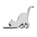 FUTWOD 車 ステッカー 猫 エンブレム ねこ ネコ かわいい 面白い 3Dステッカー 防水 耐候 キャット バッジ カーステッカー アクセサリー デカール シルバー おしゃれ 車用 バイク スーツケース 飾り キズ隠し 背伸び猫