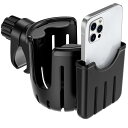 JLBLNHW ベビーカー ドリンクホルダー 自転車 カップホルダー ベビーシート【携帯電話収納 取付簡単 360度回転】