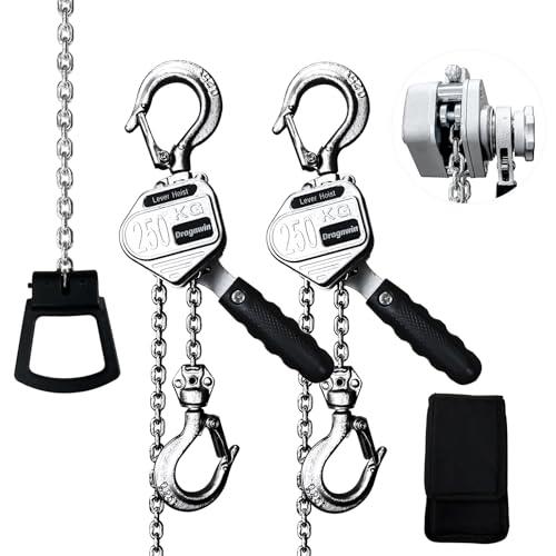 Dragnwin レバーホイスト レバーブロック チェーンブロック 250kg 1.5m 2台 レバーホイスト 0.25t アルミ製 軽量化 小型化 lever hoist