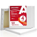 AUREUO 張りキャンバス セット S0 (18cmX18cm) 中目 100%コットン 4枚 初心者 絵画用具 芸術絵創作 現代油絵 美術装飾 水彩画・油絵画・アクリル兼用