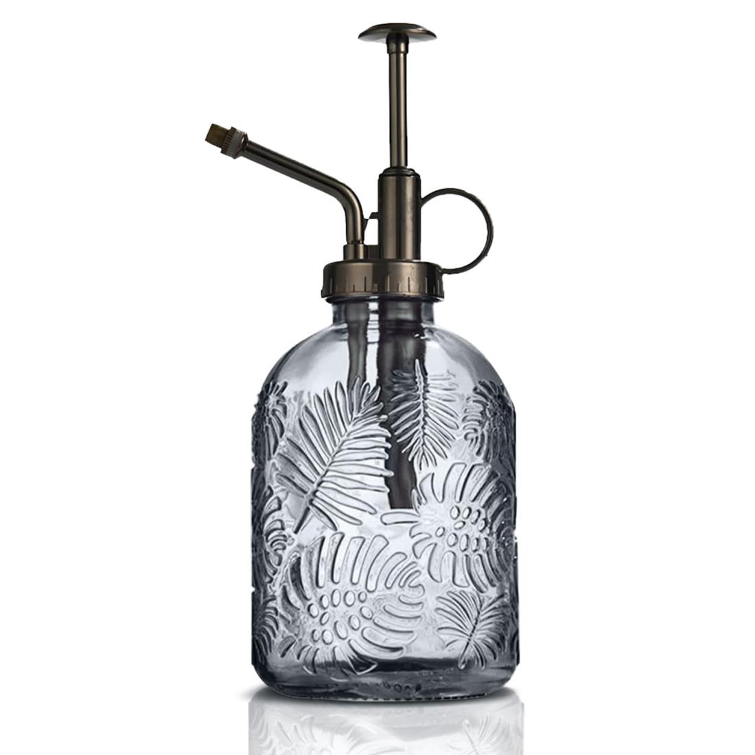 LanQii 霧吹き じょうろ ガラス 植物 園芸 アンティーク調 インテリア アウトドア おしゃれ 観葉植物 掃除 スプレー 水差し 散水 安定した散水が行える ガーデニング 水やり 花壇 フラワー 栽培 オフィス 小さい 360ml グレー