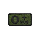 LOYELEY O型+タクティカル 血液型 サバイバル ワッペン 刺繍入り マジックテープワッペン パッチ 紋章 腕章 エンブレム (オリーブと黒-O型)