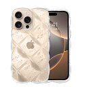 GUAGUA iPhone16ProMax ケース クリア ウェーブ 菱形バック いphone 16ProMax 透明 うねうね ケース TPU キラキラ 菱形 凸凹 アルミ箔シルバー 可愛い 韓国 人気 耐衝撃 超軽量 おしゃれ バンパー ストラップホール付き アイフォン 16プロマックス 6.9インチ用 なみなみ カバ