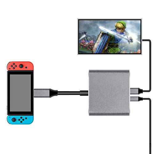 [マラソン期間中ポイント5倍]Nintendo Switch Type-C to HDMI変換アダプタ 3in1 ニンテンドー スイッチドック 代わり品 熱対策 映像変換 4K解像度 スイッチ ドックセット Macbook Chromebook Android適用