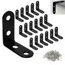 DRERIO l字アングル 黒 18個 I字金具 40×40×16mm 家具の固定 転倒防止金具 ステンレスネジ72個付 I字アングル 補強金具 l字ステー ( 40mm,ブラック)
