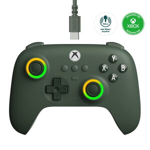 8BitDo Ultimate C Xboxの有線コントローラー、RGB照明火輪とホールエフェクトジョイスティック、XboxシリーズX | S、Xbox One、Windows 10/11と互換性があります - 正式にライセンス (Dark Green)