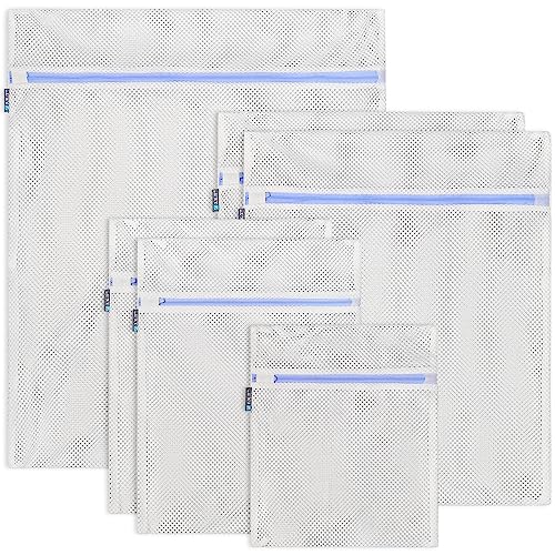 J.K.T 洗濯ネット 無蛍光 工業級 ランドリーネット 洗濯用品 角型 毛布 布団 セット ブラジャー 乾燥機対応 耐久性 新規アップグレード 大容量 型崩れ防止 より厚く 家庭用 収納ネット （XS(25*30cm) ×1、S(30*40cm)×2、M(40*50cm)×2、L(50*60cm)×1 6枚入）