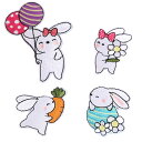 刺繍アイロン ワッペン 動物 アップリケ おしゃれ 可愛い装飾 接着アップリケ パッチDIY服 アクセサリー、装飾パッチ補修、ジャケット、帽子、バックパック、ジーンズ用のアップリケ パッチ(H-可愛いウサギ)