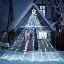 IFEND クリスマス イルミネーション 屋外 ソーラー ライト led 防水 9本 350球 ドレープライト 店舗 家庭 星モチーフ リモコン付 タイマー機能 飾り 星モチーフ ツリー 自動点灯 消灯 パーティー 新年 祝日 結婚式 庭対応 (コールド)