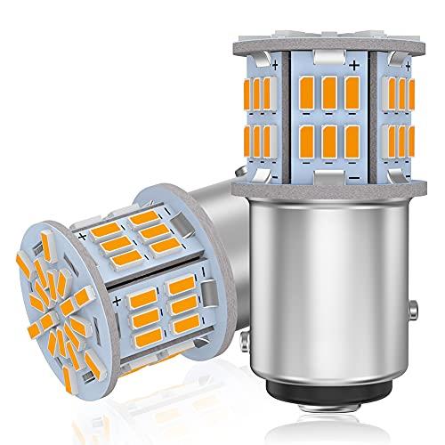 ゴシミ 12V-24V車用 S25 ダブル球 アンバー BAY15D P21/5W LEDバルブ汎用 超高輝度 54連SMD テールライ..