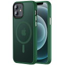 【米軍規格・MagSafe対応】Gtsoho iPhone 12 / 12 Pro 用 ケース 半透明 マグネット搭載 耐衝撃 マット感 黄ばみなし ストラップホール付き マグセーフ対応 ワイアレス充電対応 グリーン 緑