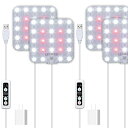 DOMMIA植物育成ライト、2個入り、ナチュラルホワイト、調光可能な植物育成ライト led、光学レンズ付き全スペクトル、タイマー付き植物用ライト、アダプター付きUSB育成ライト 植物 led