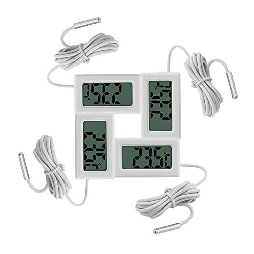 [マラソン期間中ポイント5倍]LCD デジタル水温計 4個デジタル 温度計-50℃?110℃爬虫類テラリウム魚タンク冷蔵庫用プローブ付き水族館温度計 ホワイト 