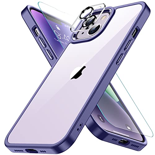 [マラソン期間中ポイント5倍]iPhone14 用 ケース パープル 耐衝撃 カメラレンズ保護付き 黄ばみ防止 アイフォン14ケース 米軍MIL規格 耐久性 SGS認証 アイホン14ケース ワイヤレス充電対応 スマホケース あいふぉん14 カバー 6.1インチ