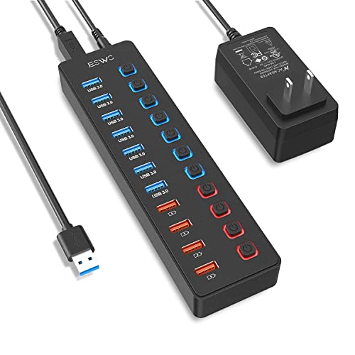 USBϥ JESWO USB3.0 ϥ Ÿդ 11ݡ USB HUB USB3.0ݡx7 5Gbps® + ťݡx4 100cm֥ USBĥ եѥ/Хѥ Ωåդ 12V/3AŸץ ACץդ MacBook/iMac/Surface ProΡPC¾б ̳