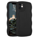 GUAGUA iphone11 ケース iPhone 11 ケース 可愛い 韓国 おしゃれ アイフォン 11 カバー tpu ウェーブ デザイン 人気 ソフト バンパー 耐衝撃 超軽量 薄型 ワイヤレス充電対応 ストラップホール付き スマホケース iPhone11 用 ケース6.1インチ 黒