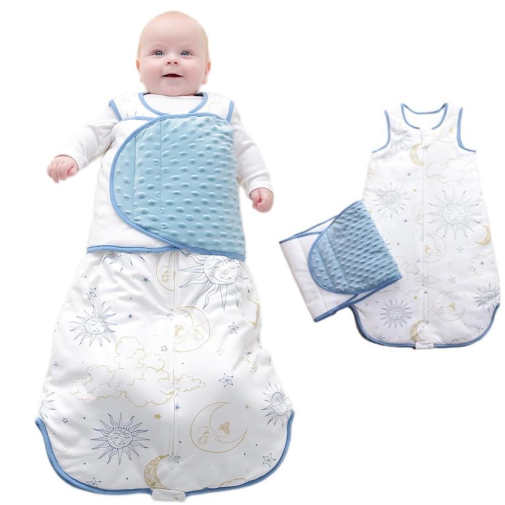 [DEJEXEGO] スリーパー ベビー 赤ちゃん 寝袋 冬 綿 暖かい 寝冷え防止 柔らかく 新生児用 出産祝い 夜泣き対策 驚愕防止 可愛い（星空太陽）