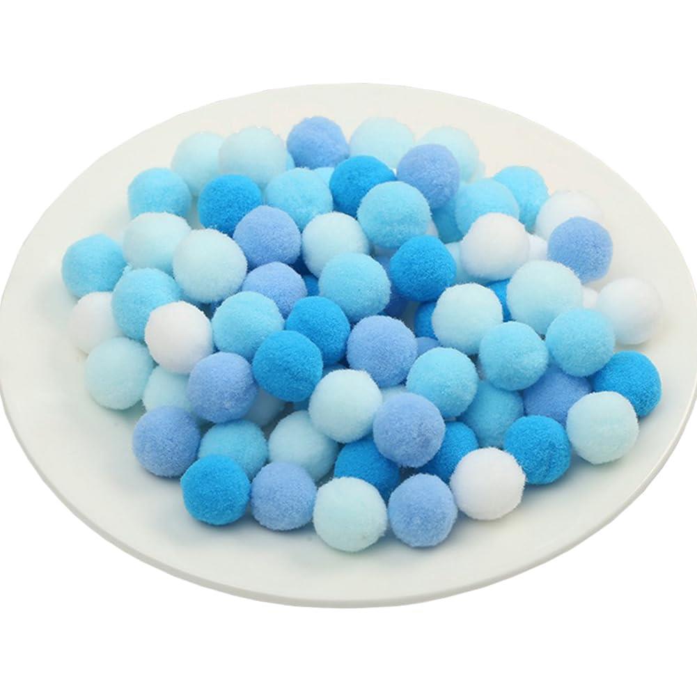 ポンポンボール 直径約15mm 小玉 毛球 ブルー系 ミックス　200個入り フェルトボール 玉 DIY 人形 ぬいぐるみボール 手芸材料 パーツ アクセサリー 髪飾り ボンテン ボン天 飾り デコ用 素材 プロジェクト用 小さい 青(3)