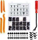 Autoam バンパークリップ トリムクリップ415pcs 18種類 ユニバーサル自動車フェンダー プラスチック製リベット 内張りはがしセット付き パネルはがし脱着工具 固定用 押し込み式 トリムファスナー トヨタ/ベンツ/BMW/ホンダ/NISSAN(ニッサン)/フォード汎用 混合ファスナー