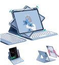 Moogukadan 縦置き iPad 9 iPad 8 iPad 7 キーボードケース iPad 第 9 8 7世代 キーボードケース マグネット 取り外し可能 3 in 1 分離式 Bluetoothキーボード 丸型キー 360度回転 透明背面カバー Apple pencil 収納 (ブルー, iPad7/iPad8/iPad9)