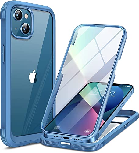 [マラソン期間中ポイント5倍]Miracase iPhone13 用 ケース スマホケース iphone13 用 カバー 9H 強化ガラス 2021 6.1インチ フルカバー 360°保護 ワイヤレス充電対応 カプリブルー
