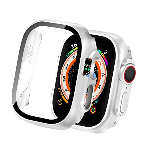 HELOGE for Apple Watch ケース アップルウォッチ カバー 49mm/45mm/44mm/41mm/40mm 対応 Apple Watch ultra2/ultra 49mm アップルウォッチultra2/ultra 49mm 保護 ケース Apple Watch カバー 耐衝撃 アップルウォッチ ケース 全面保護 対応(49mm,ホワイト)