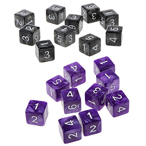 [マラソン期間中ポイント5倍]P Prettyia D6ダイス 6面 サイコロ 骰子 賽子 アクリル製 D&D RPGゲーム用 おもちゃ 約20個 全23選択 - 紫と黒 1