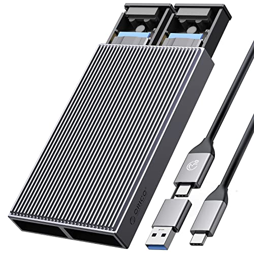 [マラソン期間中ポイント5倍]ORICO M.2 SSD 外付けケース NVME ケース SSD ケース M Key PCIe 2230/2242/2260/2280 M.2 SSD用 USB C - M2 ケース工具不要 アルミニウム M.2 ケース UASP Trim指令をサポート 最大2x4TB BM2C3-2N (M.2 NVMe+NVMe)