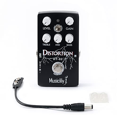 [マラソン期間中ポイント5倍]Musiclily Pro Distortion ディストーションギターエフェクター DC 9V アダプター電源エレキギター/ベース用トゥルーバイパス