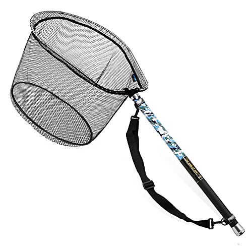 サンライク(SANLIKE) タモ網 玉網 カーボン 小継玉の柄 9段階 伸縮 超軽量 釣りタモ 磯玉セット 4つ折り枠 ランディングネット 淡水海水両用 (全...