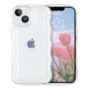 GUAGUA いphone 13mini ケース クリア ウェーブ iPhone13mini ソフト TPU 透明 ケース うねうね 人気 バンパー 耐衝撃 超軽量 薄型 ワイヤレス充電対応 ストラップホール付き アクスタが入る スマホケース 13mini 楕円形カメラ アイフォン 13ミニ なみなみ カバー(クリア 透