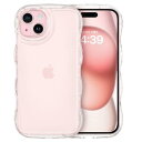 GUAGUA iPhone15 ケース クリア ウェーブ いphone 15 うねうね 透明 ケース TPU 可愛い 韓国 人気 バンパー スマホケース 15 耐衝撃 超軽量 薄型 ワイヤレス充電対応 ストラップホール付き アイフォン15 なみなみ カバー(クリア 透明 )