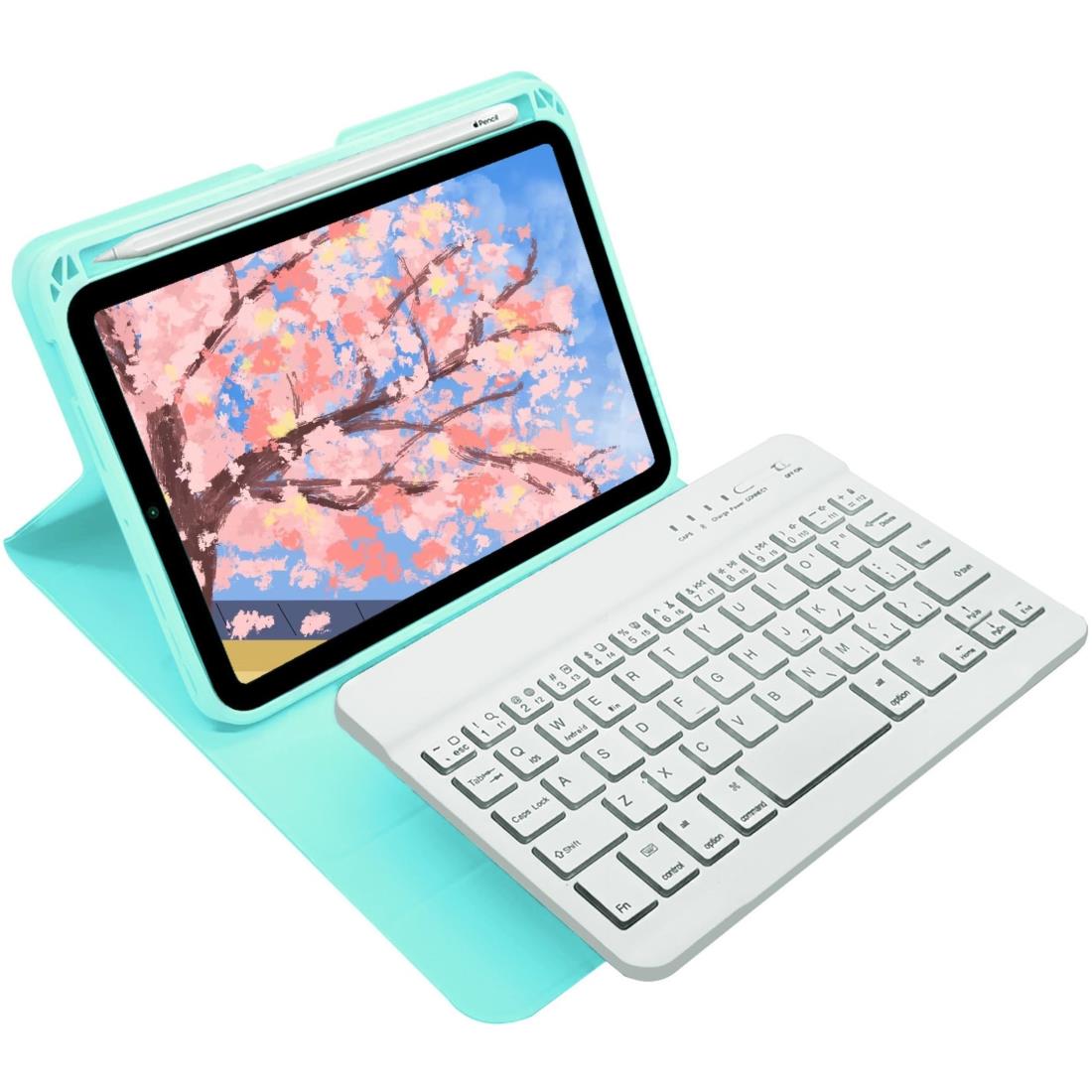 2024 iPad Air 11 M2 キーボード ケース iPad Air 第5世代/4世代 ワイヤレス キーボード付き iPad Pro 11 第4/3/2/1世代 カバー 脱着式 Apple Pencil 充電側収納 全面保護 ビジネス ホワイト キーボード, ミント