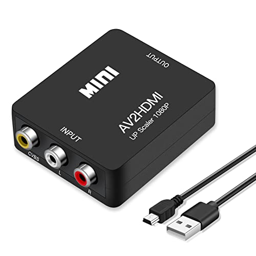 楽天アズメイリーRunbod RCA to HDMI 変換コンバーター RCA コンポジット （赤、白、黄） 3色端子 hdmi 変換アダプタ AV コンポジット （赤、白、黄） 三色コードからHDMI変換コンバーター 1080P 古いDVDレコーダー、カセットデッキ、TV Box、古いゲーム機（PS1、PS2、PSP、SFC、Wii、N64）な