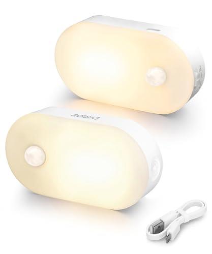 LYRIDZ LEDセンサーライト 人感センサー 足元灯 usb充電式 足元ライト 人感 ナイトライト 無段階明るさ調節 3つのモード 電球色 省エネ 廊下 寝室 玄関 階段 【2個セット?日本語取説】
