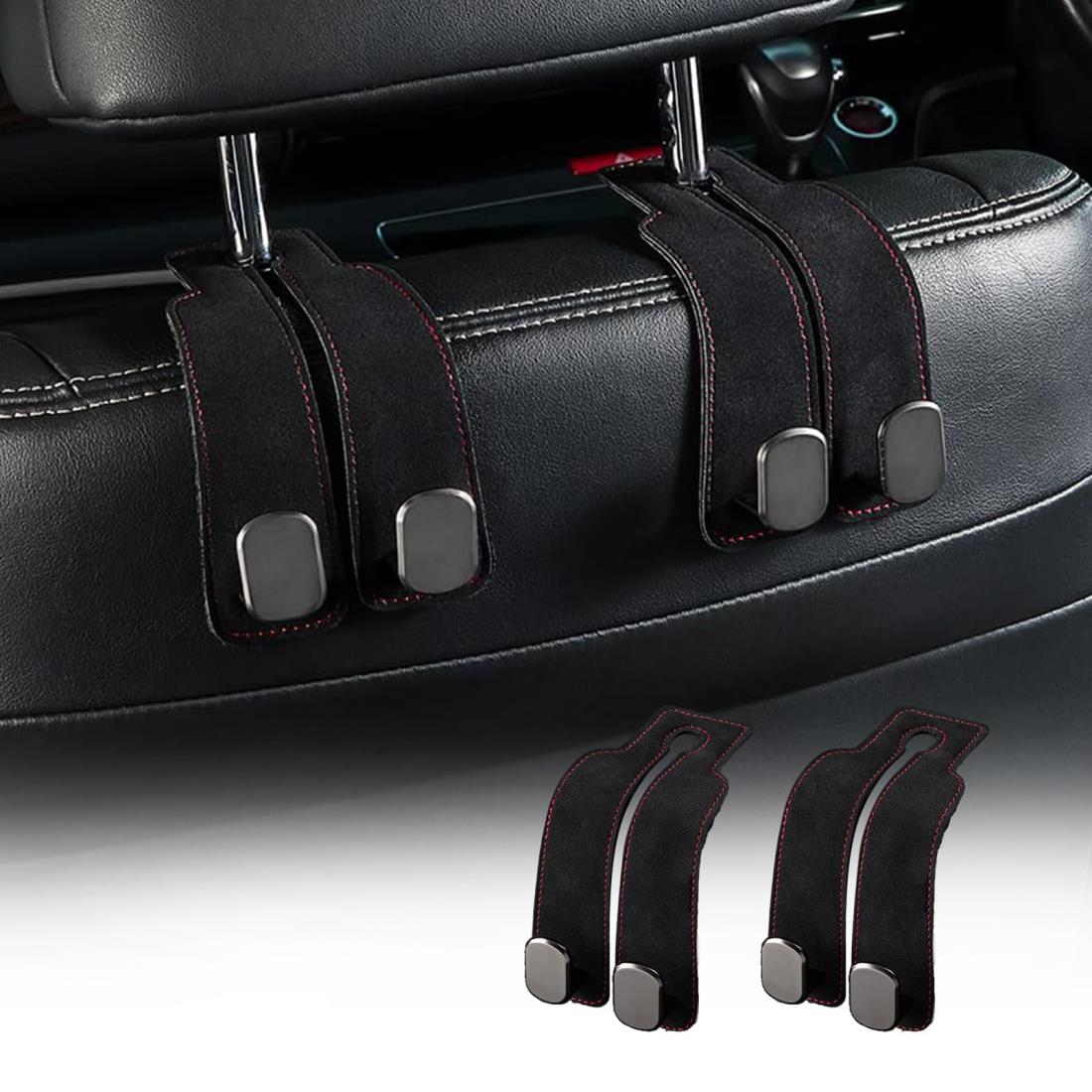 JUSTBOKU ヘッドレストフック 車 フック 荷物かけ 車用シートフック 車内 両頭フック 車内収納フック 2個セット (ブラック)のサムネイル