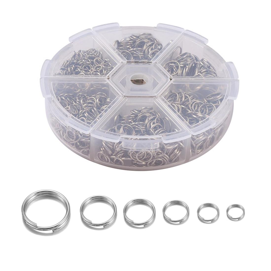 サムコス 二重丸カン 4-10mm 6種 ジャンプリング 金具 基礎パーツ キーホルダー パーツ スプリットキーリング 鉄製 DIY用 クラフト用品 ブレスレッ...