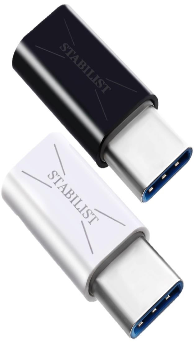 【国内ブランド】 STABILIST USB-Type-C 2個セット 高速 Micro USB to 変換プラグ 安全認証済 Switch 56Kレジスタ コネクタ iPad Macbook Xperia microusb to usb-c 3.0 携帯 スマホ (黒白)