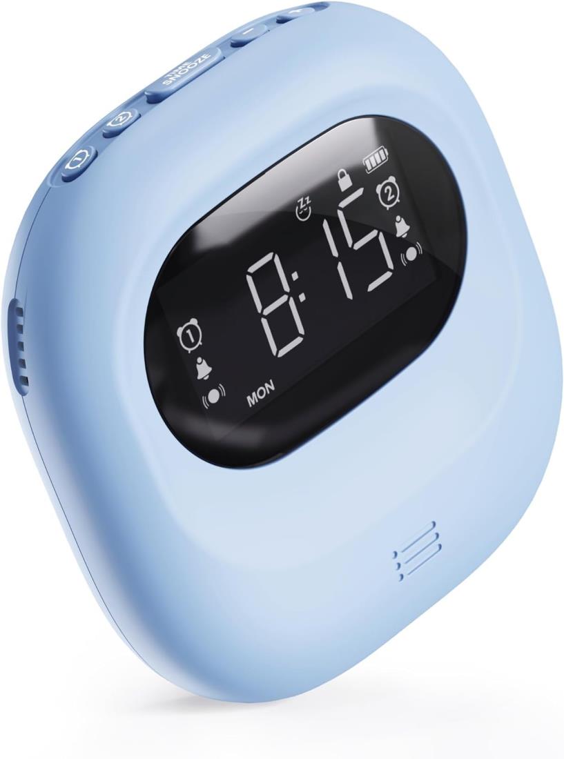 Mesqool 目覚まし時計 充電式 小型 バイブレーション付き 振動式 枕の下用 ダブルアラーム 大容量バッ..