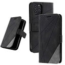 iPhone 12 5G / iPhone 12 Pro 5G 兼用手帳型 ケース 財布型 カード収納 スタンド機能 サイドマグネット TPUケース 軽量 ストラップホール QI充電対応 横置き機能 あいふぉん あいほん アイフォン レザーケース ソフトシリコン マホケース 防指紋 レンズ保護 全面保護 (ブラ