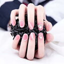 24枚入り 花嫁ネイルアート つけ爪 3D 飾り ピンクのキレイめニュアンスネイル